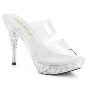 4 1/2" Rhinestone Embellished Platform Two Band Slide (ELEGANT-402)