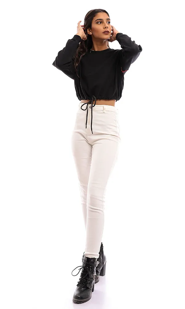 96251 Loose Fit Cropped Cotton Sweatshirt - Black