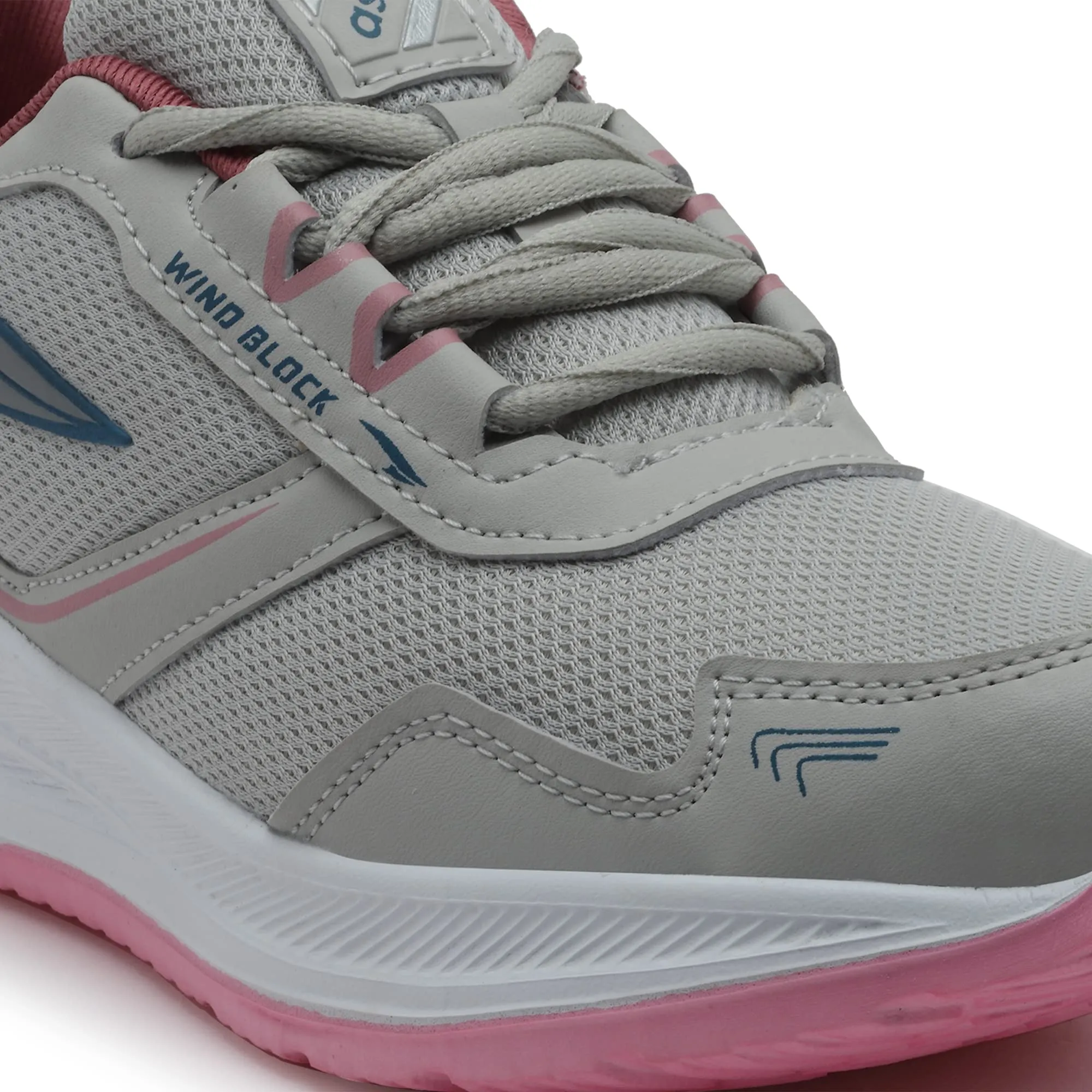 ASIAN Women's Cute Sports Running Shoes,Walking, Gym Casual Sneaker Lace-Up Shoes For Girl's Light Grey Pink 7 UK