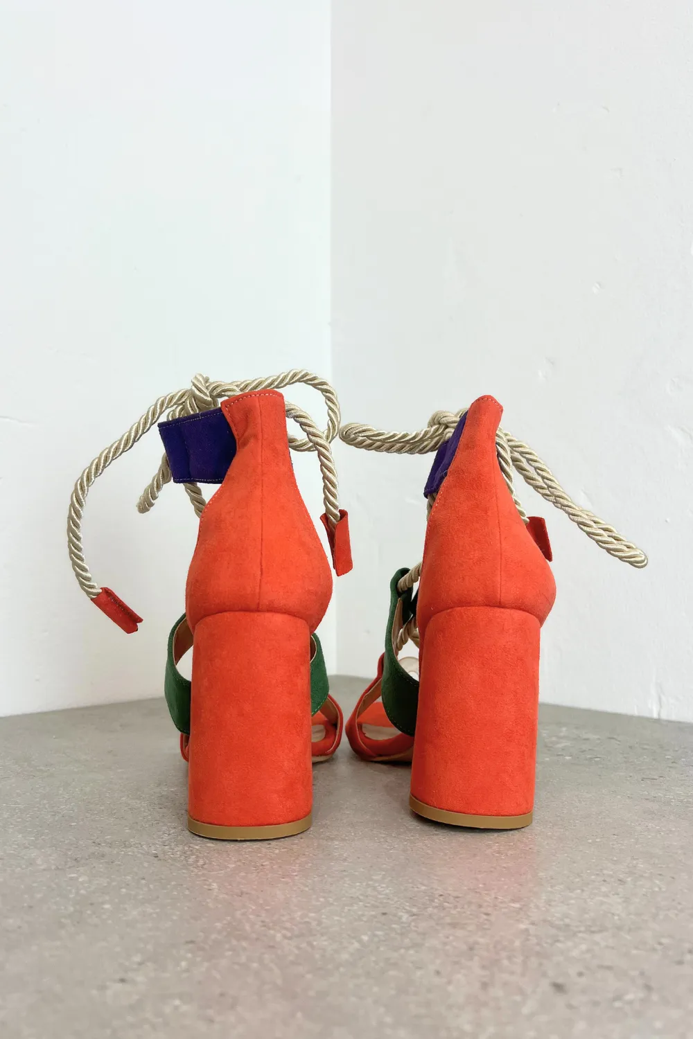 Atix Suede Block Heel Orange Multi