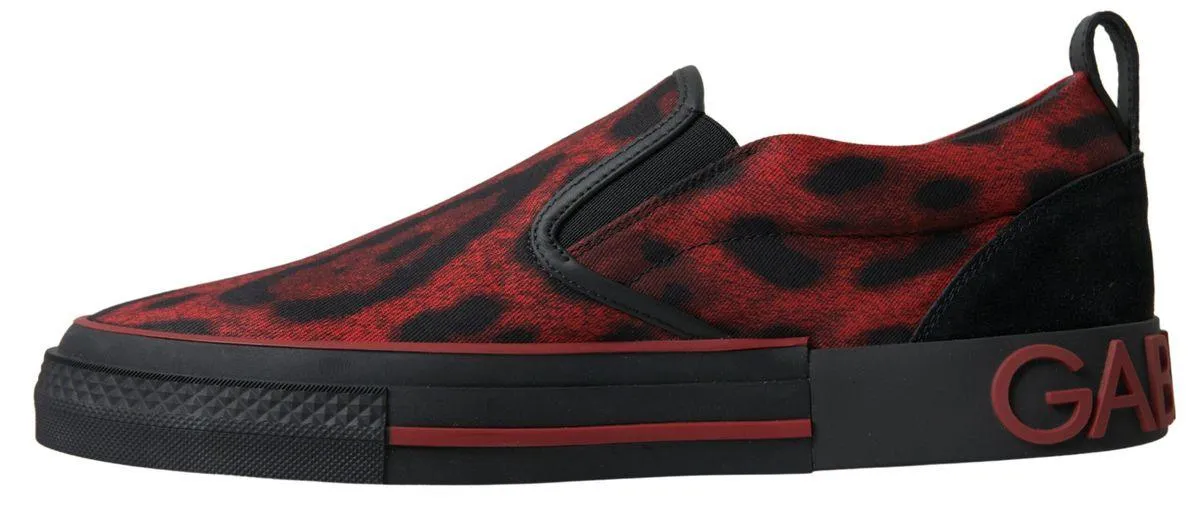 Dolce & Gabbana Red Black Leopard Loafers