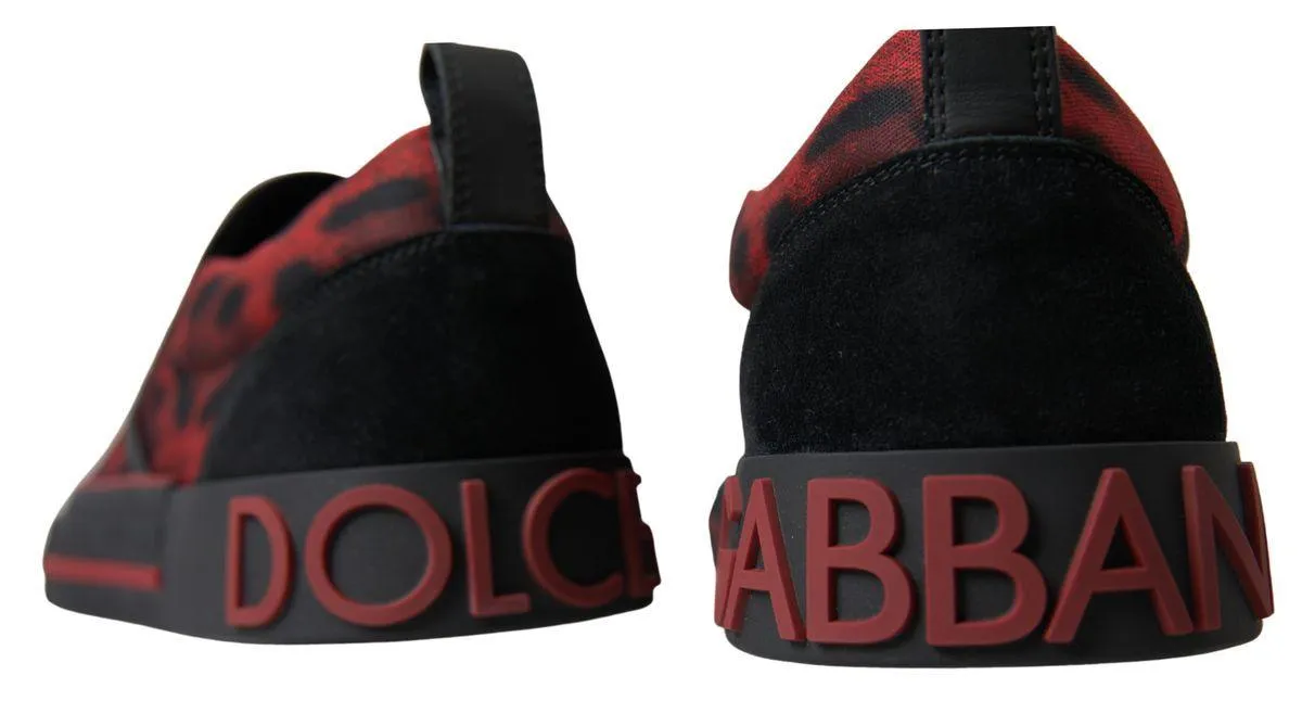 Dolce & Gabbana Red Black Leopard Loafers