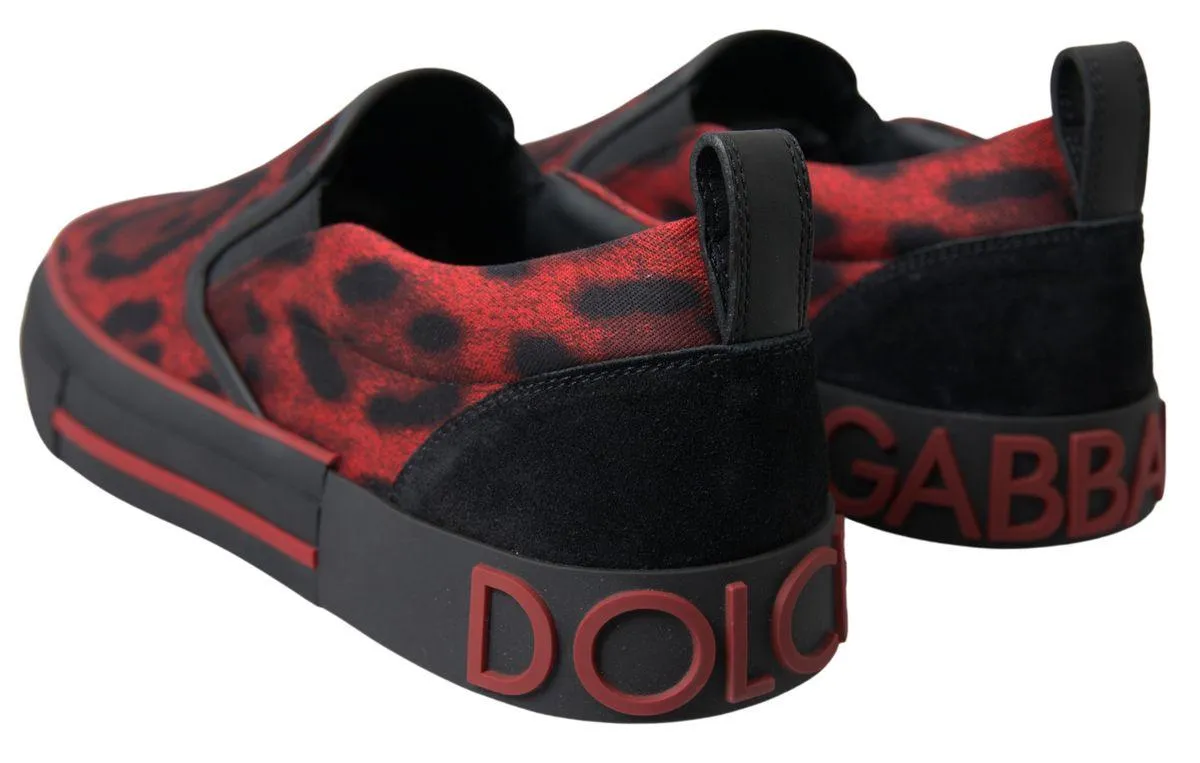 Dolce & Gabbana Red Black Leopard Loafers