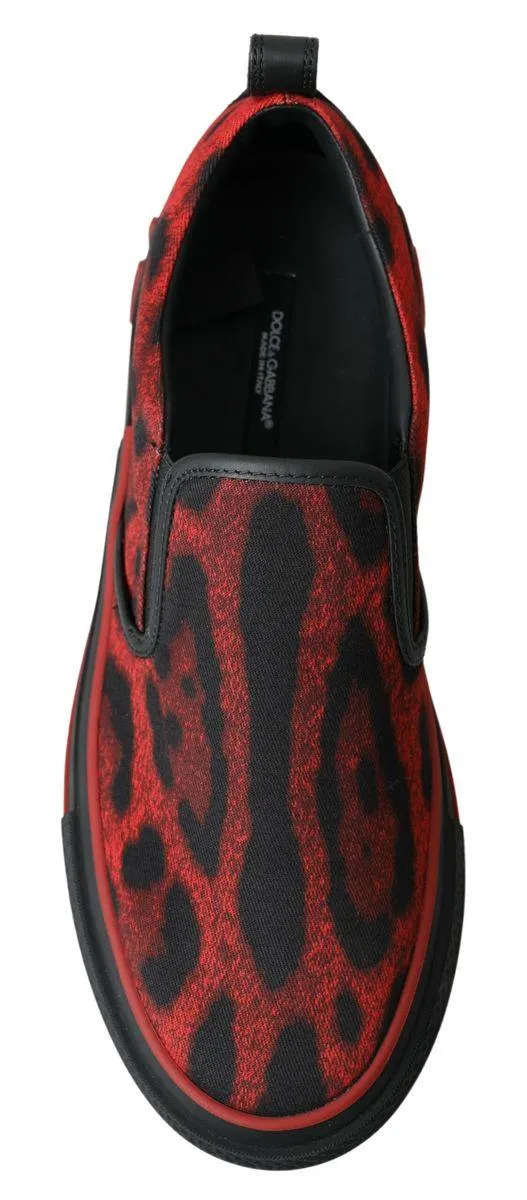 Dolce & Gabbana Red Black Leopard Loafers