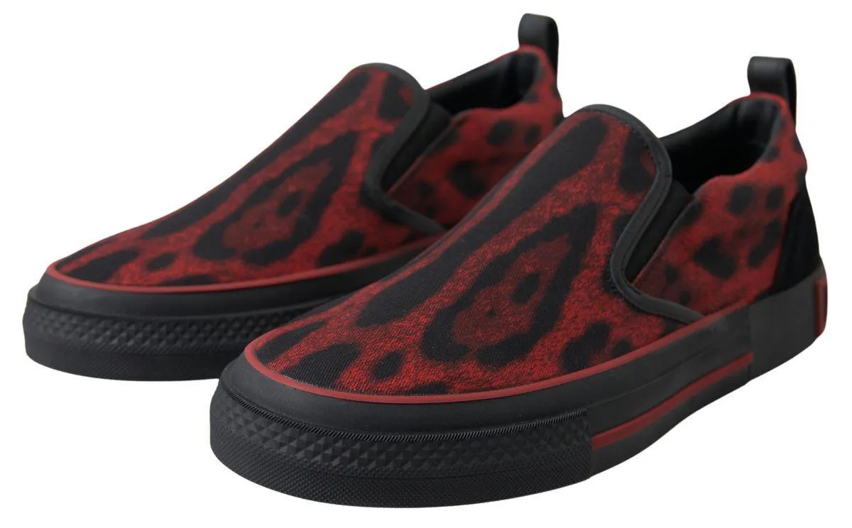 Dolce & Gabbana Red Black Leopard Loafers