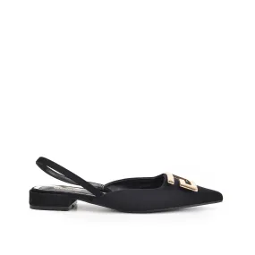 Elegant Black Buckle Slingback Flats | 420N-C