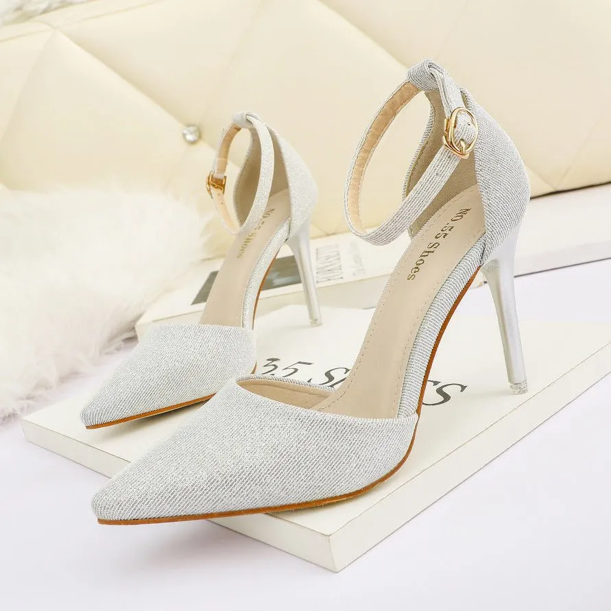 Elegant Sequined Shallow Mouth High Heels