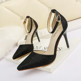 Elegant Sequined Shallow Mouth High Heels