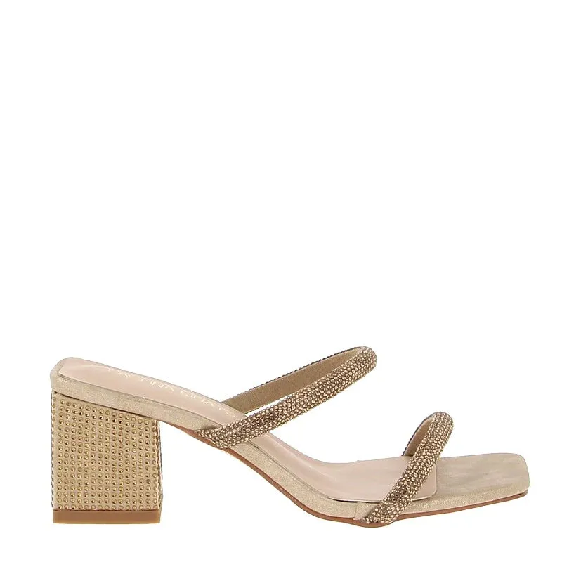 Laguna Arnie Champagne Diamante Slip on Heel Champagne 36