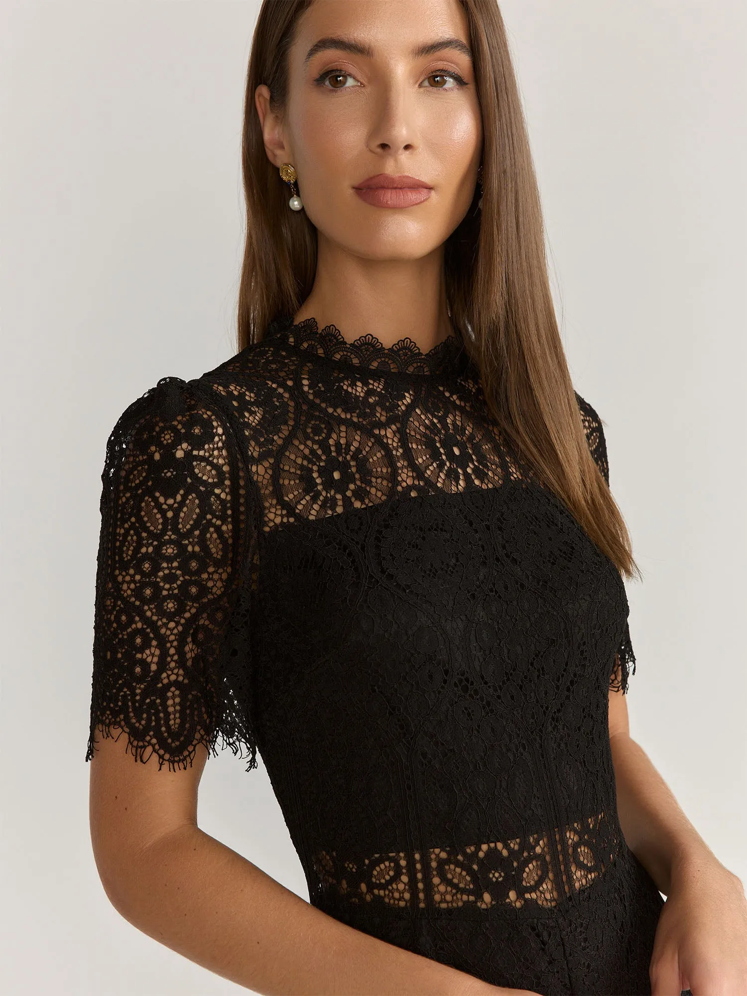 Lena Scallop Lace Sheer Waist Jumpsuit - Brands We Love