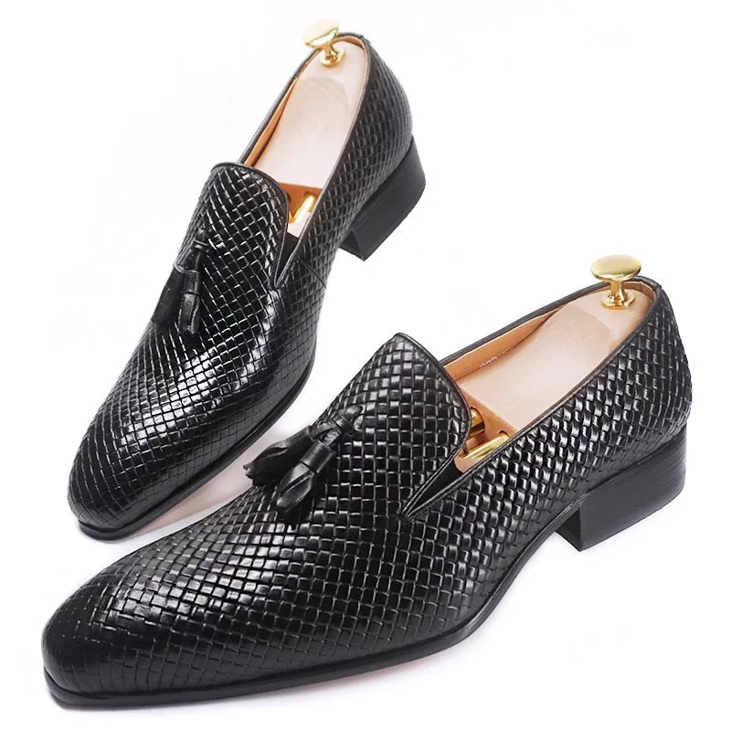 Luxury Genuine Leather Tassel Decorated Loafer Shoes