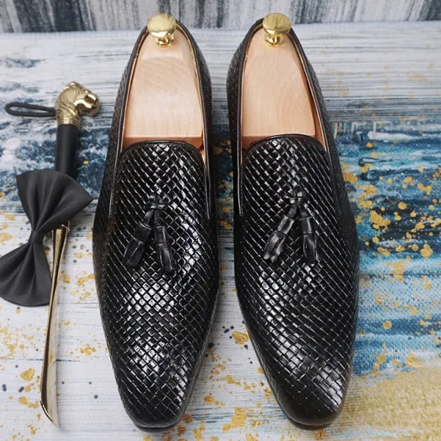 Luxury Genuine Leather Tassel Decorated Loafer Shoes