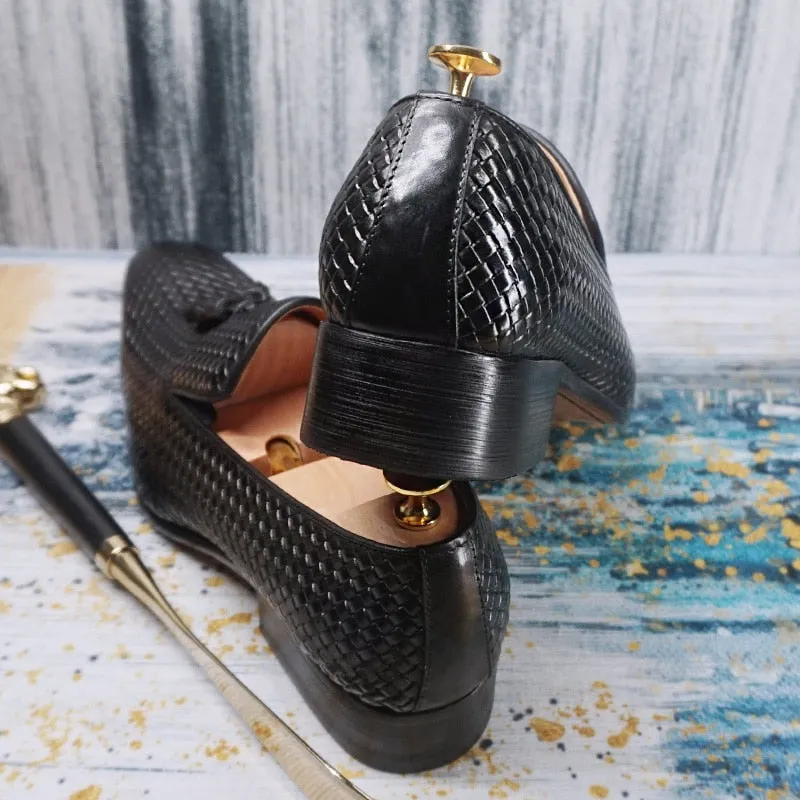 Luxury Genuine Leather Tassel Decorated Loafer Shoes