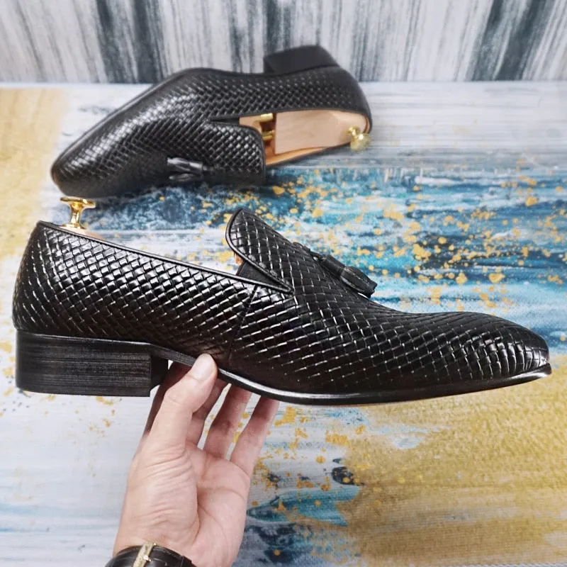 Luxury Genuine Leather Tassel Decorated Loafer Shoes