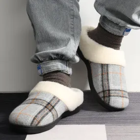 Mens Cozy Memory Foam Scuff Slippers Casual Slip On Warm House Shoes Indoor/Outdoor Sandal Slippers With Arch Support Rubber Sole
