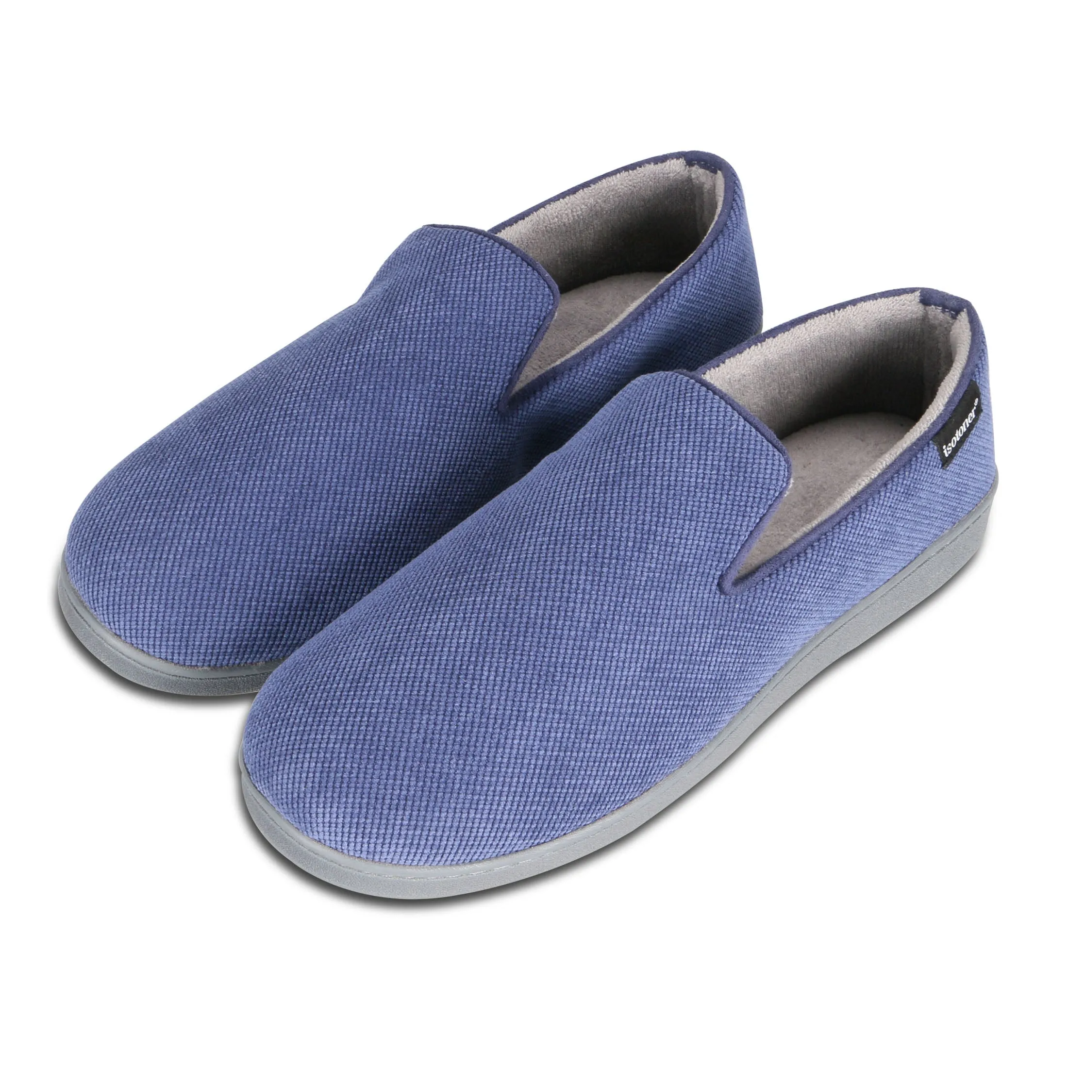 Men's Diamond Corduroy Loafer Slipper with Moisture Wicking and Gel Infused Memory Foam