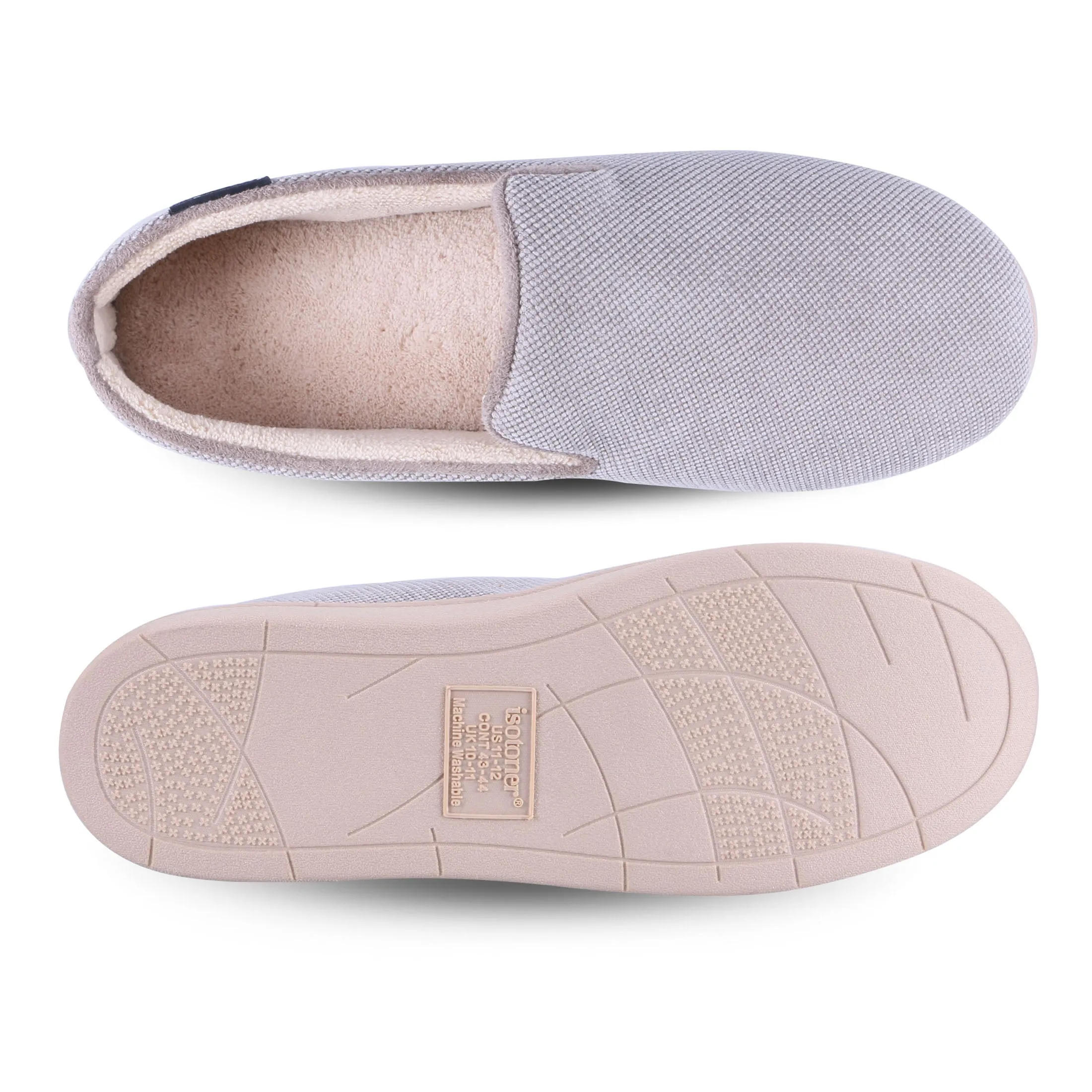 Men's Diamond Corduroy Loafer Slipper with Moisture Wicking and Gel Infused Memory Foam