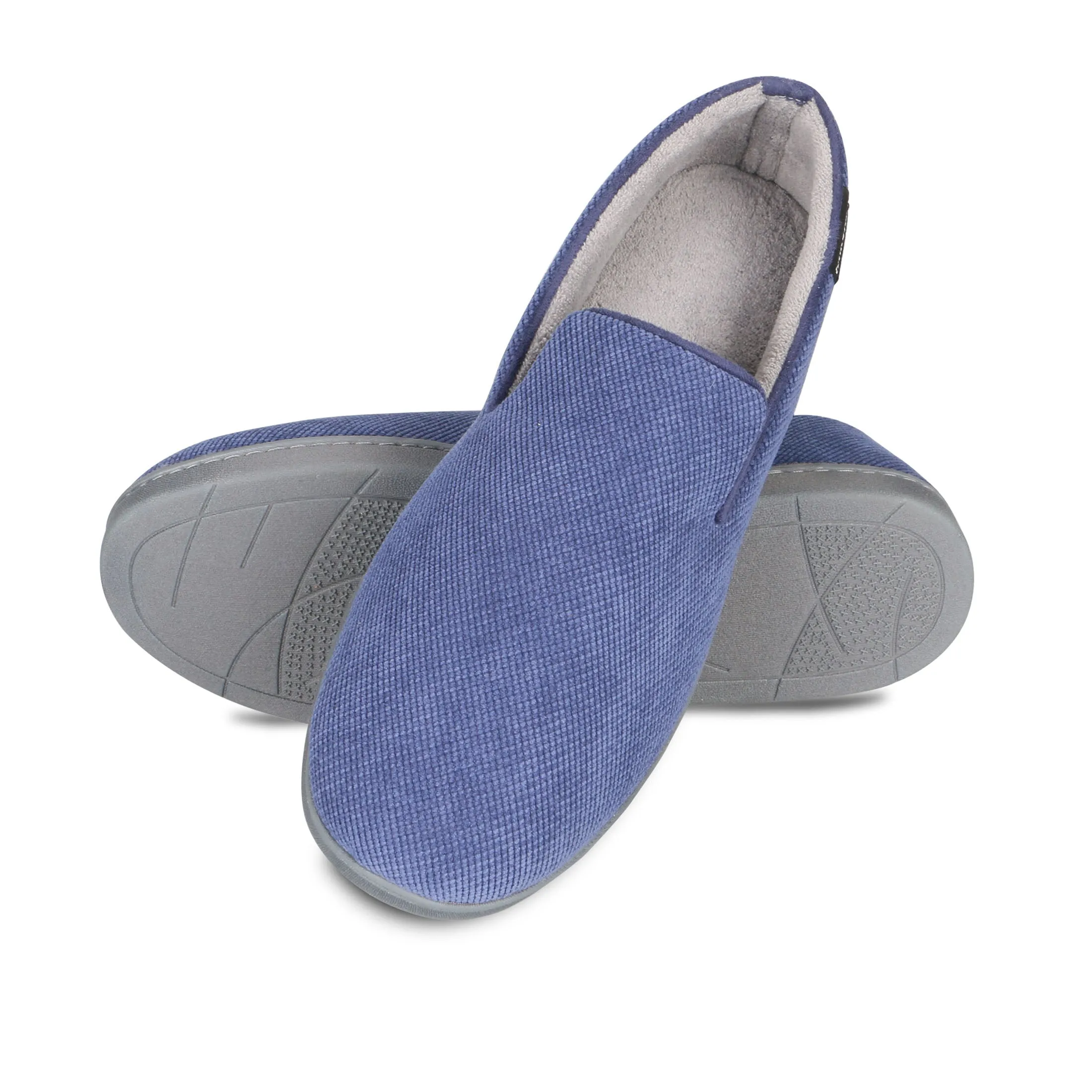 Men's Diamond Corduroy Loafer Slipper with Moisture Wicking and Gel Infused Memory Foam