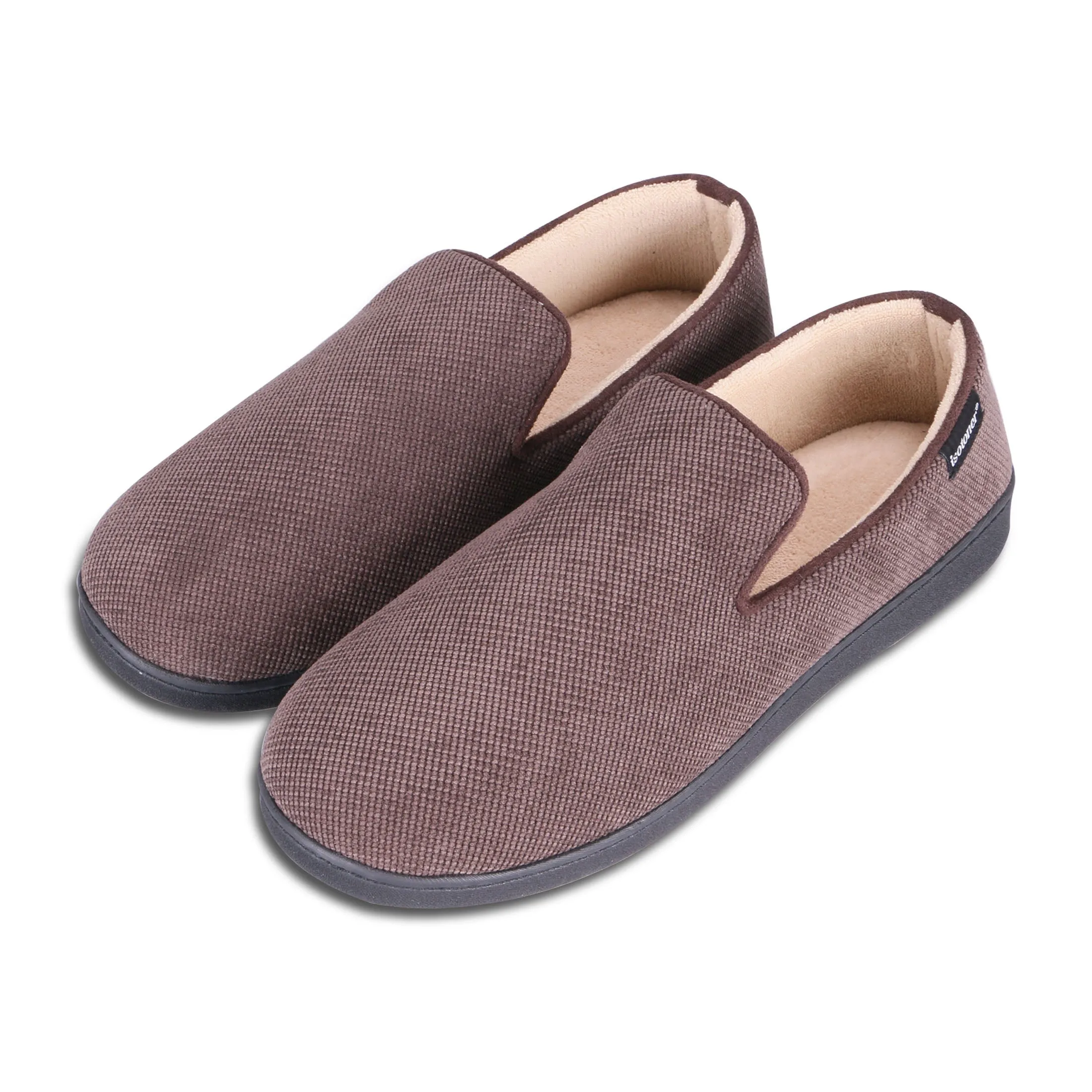 Men's Diamond Corduroy Loafer Slipper with Moisture Wicking and Gel Infused Memory Foam