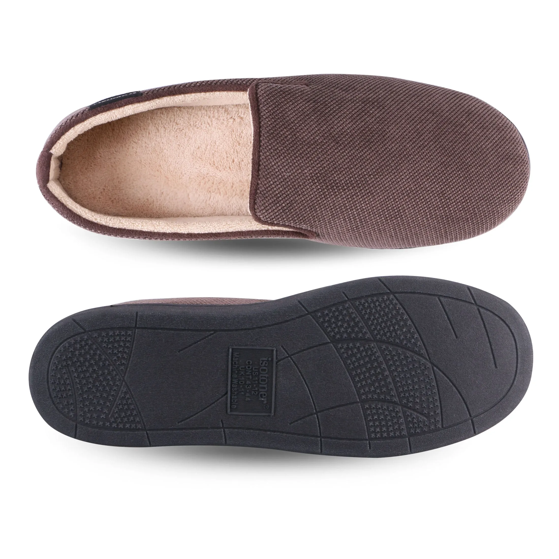 Men's Diamond Corduroy Loafer Slipper with Moisture Wicking and Gel Infused Memory Foam