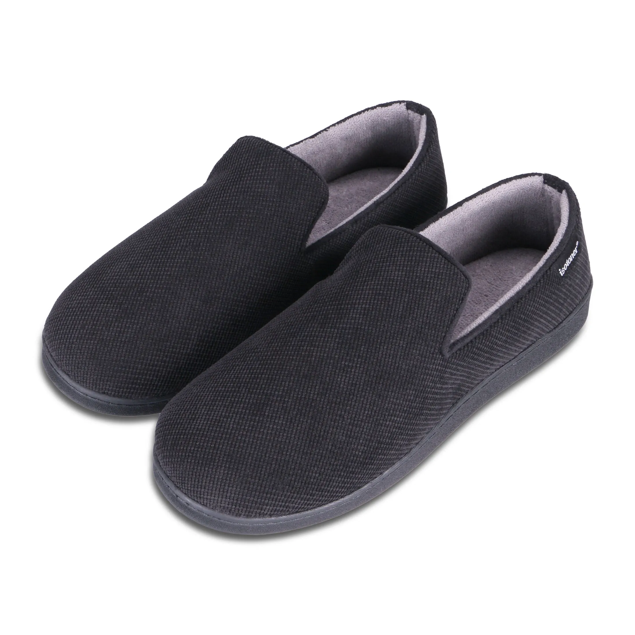 Men's Diamond Corduroy Loafer Slipper with Moisture Wicking and Gel Infused Memory Foam