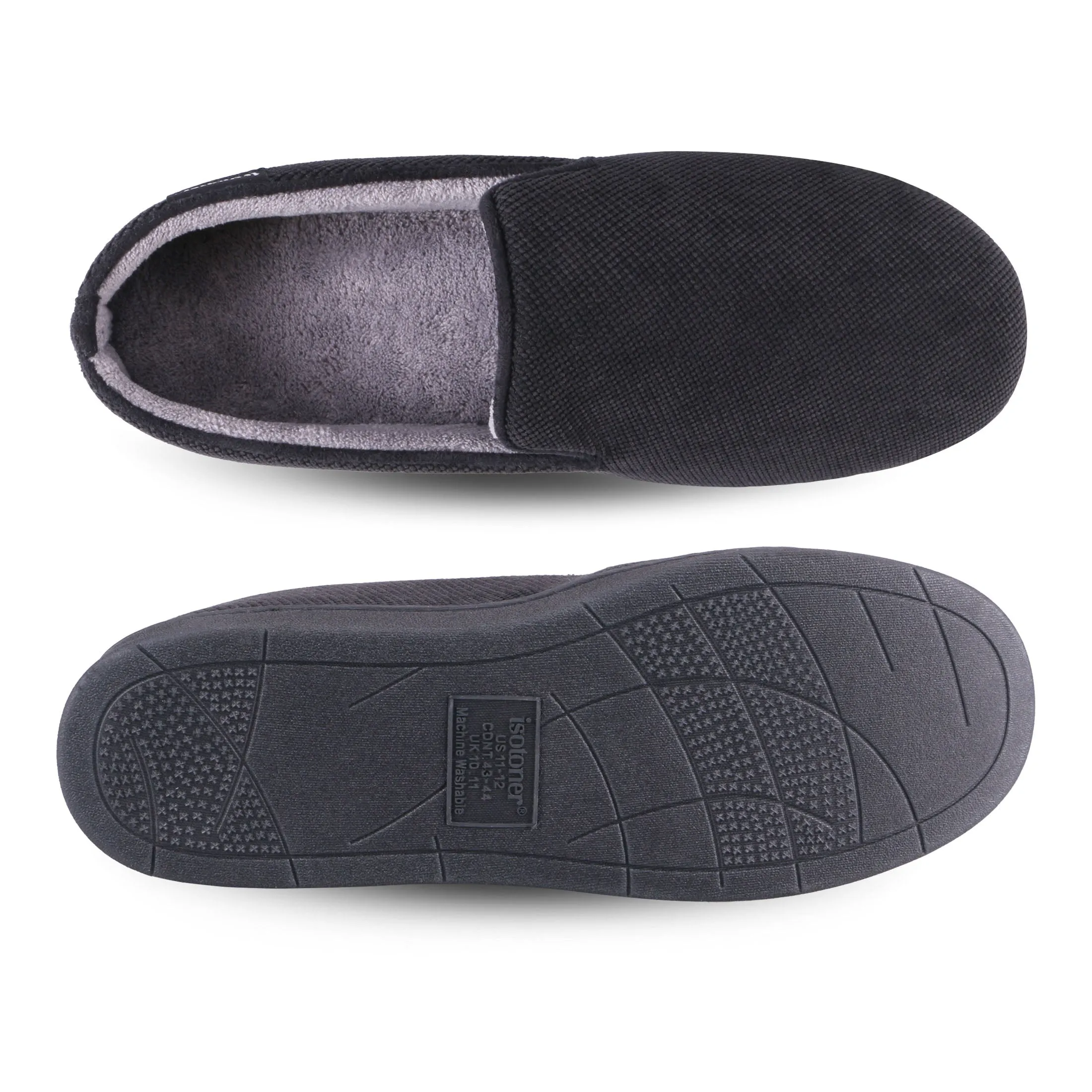 Men's Diamond Corduroy Loafer Slipper with Moisture Wicking and Gel Infused Memory Foam