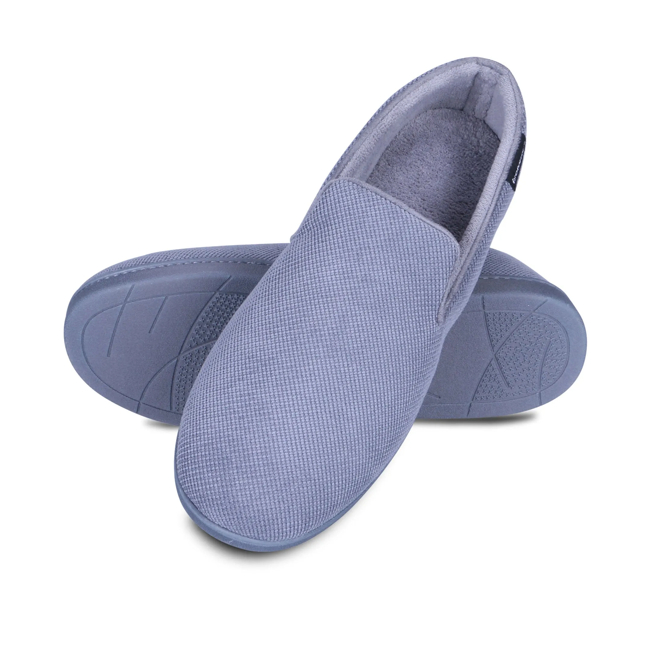 Men's Diamond Corduroy Loafer Slipper with Moisture Wicking and Gel Infused Memory Foam