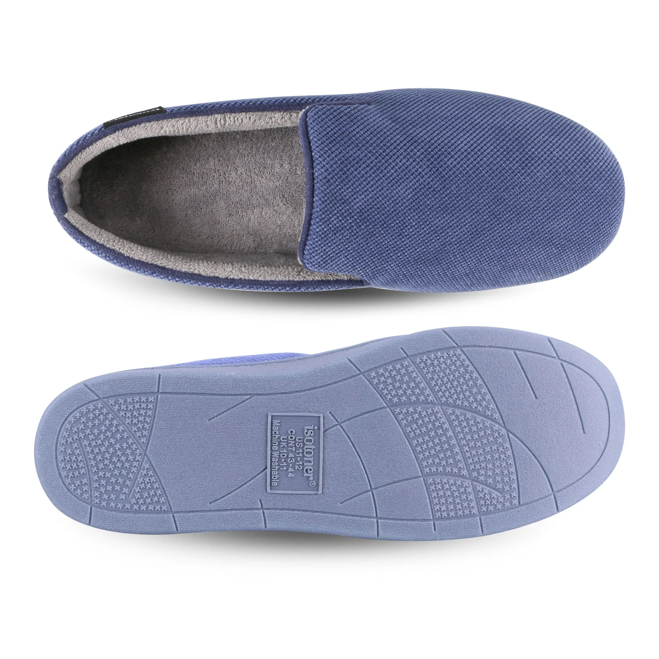 Men's Diamond Corduroy Loafer Slipper with Moisture Wicking and Gel Infused Memory Foam