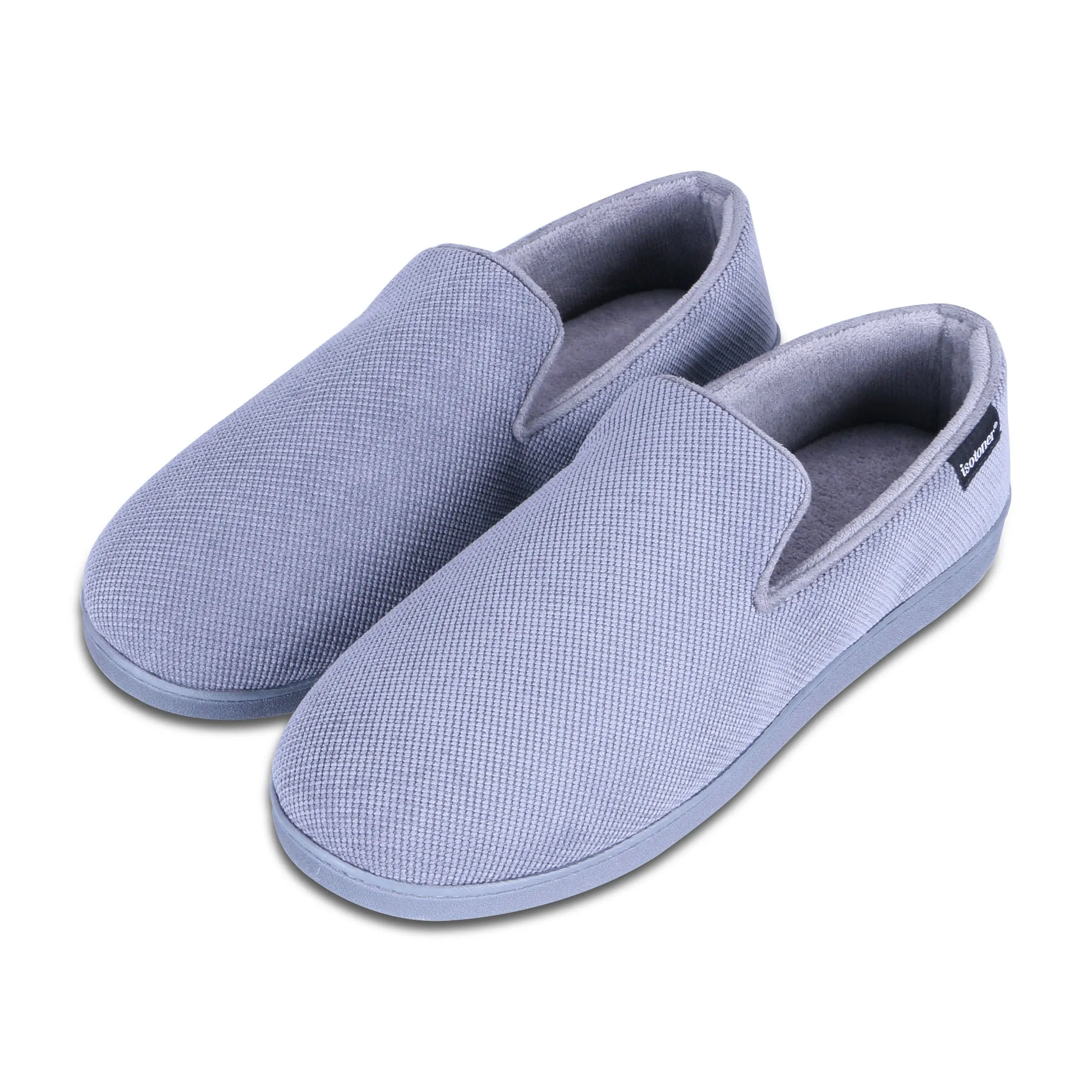 Men's Diamond Corduroy Loafer Slipper with Moisture Wicking and Gel Infused Memory Foam