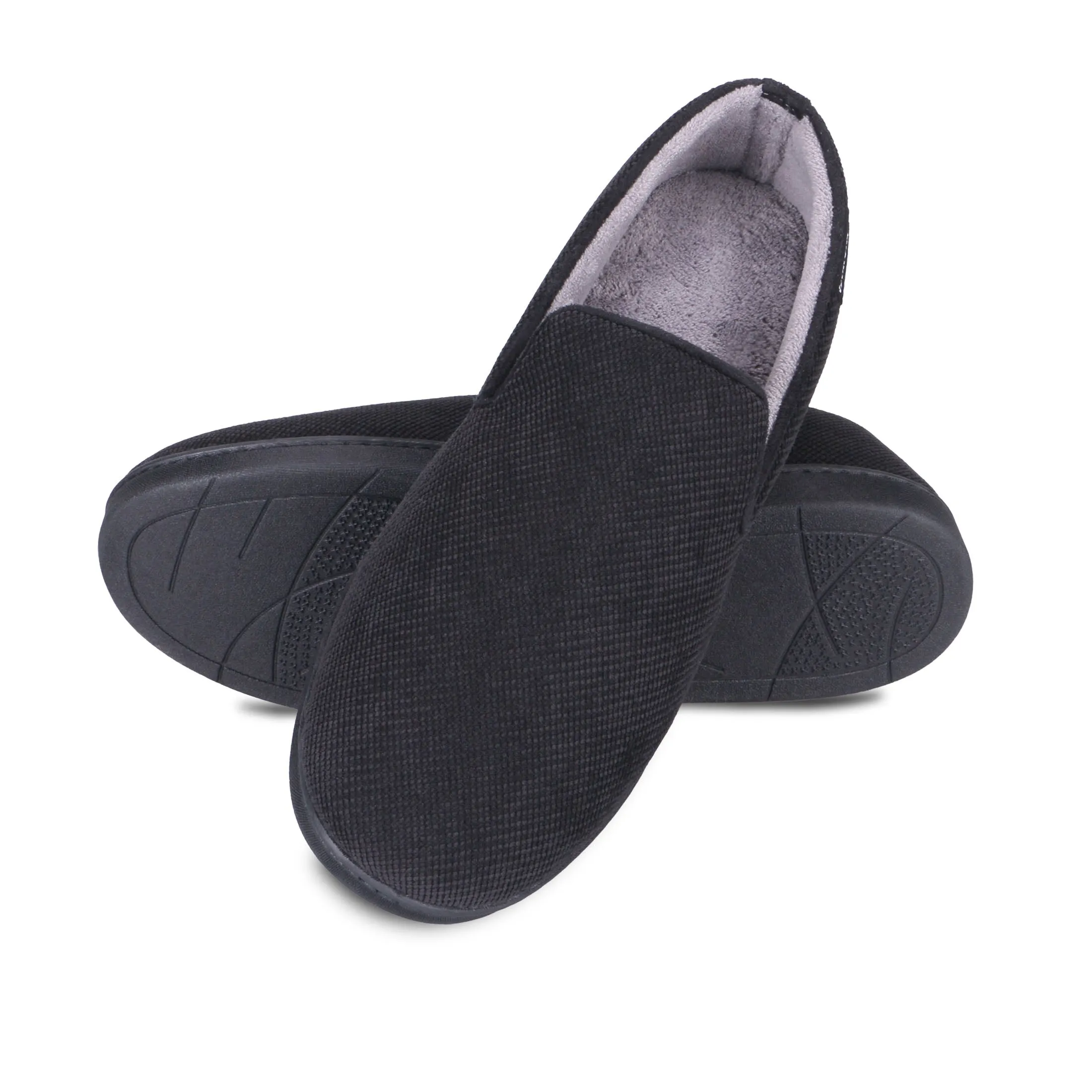 Men's Diamond Corduroy Loafer Slipper with Moisture Wicking and Gel Infused Memory Foam