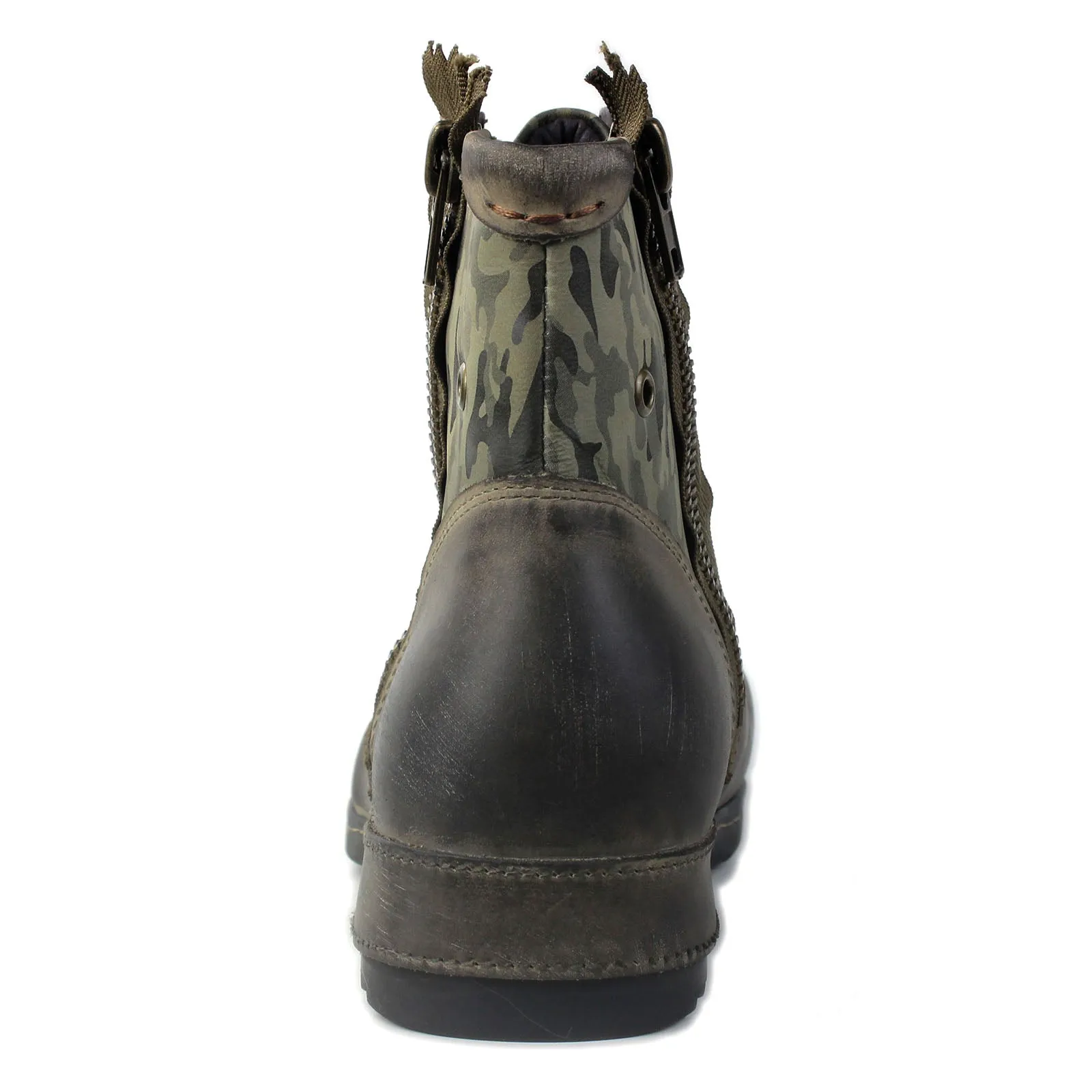 Men's Leather Ankle Moto Boots OS-5008-8-N Retro Green