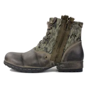 Men's Leather Ankle Moto Boots OS-5008-8-N Retro Green Men's Leather Ankle Moto Boots OS-5008-8-N Retro Green