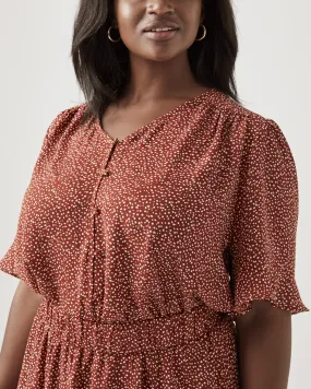 Mila Ruffle Sleeve Blouse | Orange / White