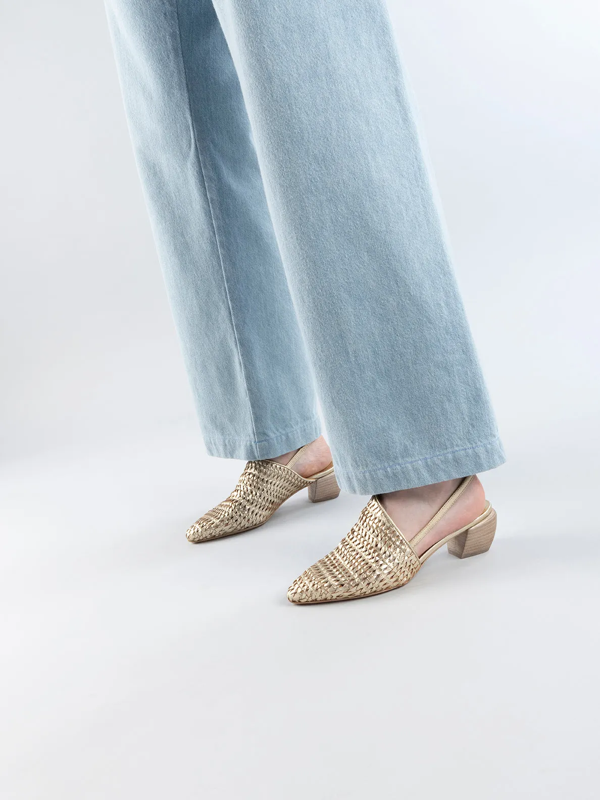 SALLY 032 - Gold Slingback Sandals