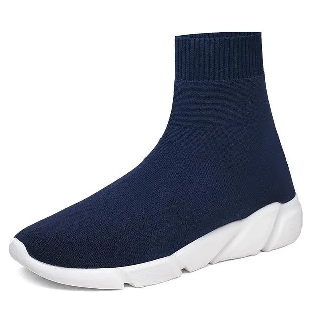 Sneakers Women Men Knit Upper Breathable Sport Shoes Sock Boots High Top Running comfortable flats