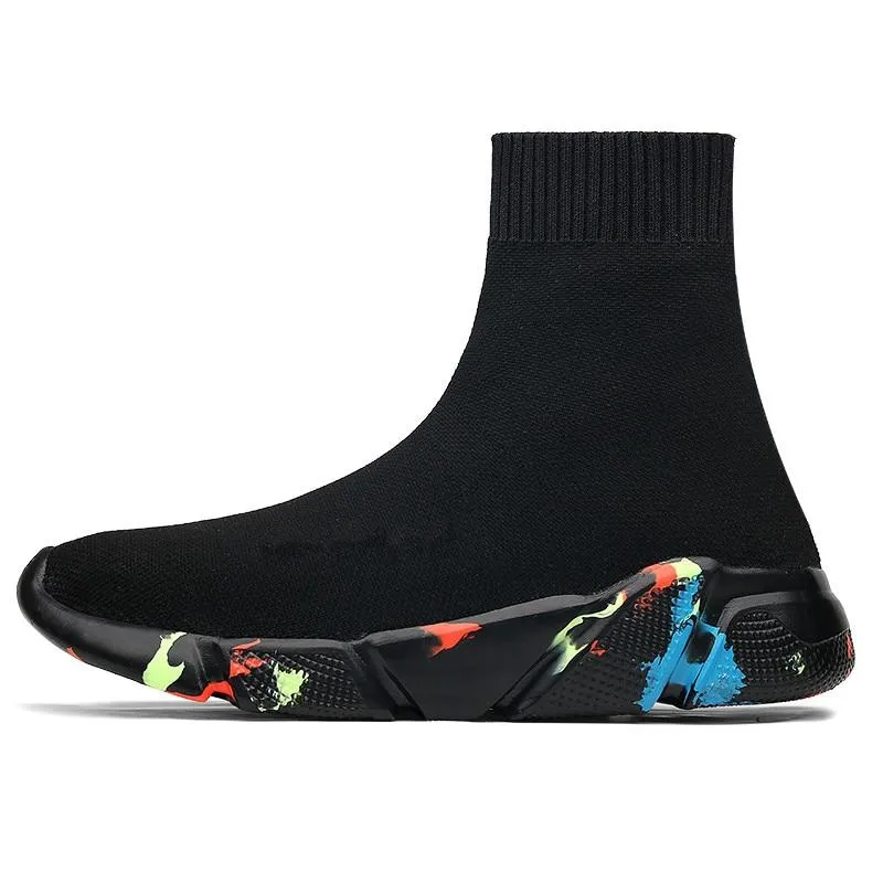 Sneakers Women Men Knit Upper Breathable Sport Shoes Sock Boots High Top Running comfortable flats