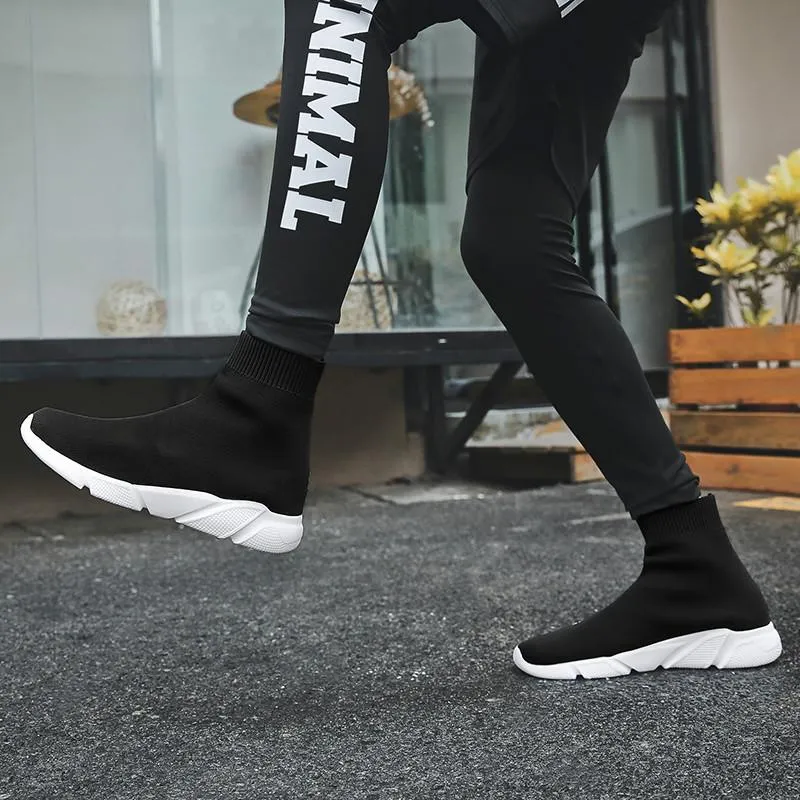 Sneakers Women Men Knit Upper Breathable Sport Shoes Sock Boots High Top Running comfortable flats