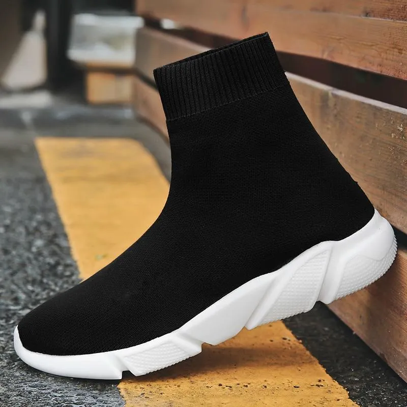 Sneakers Women Men Knit Upper Breathable Sport Shoes Sock Boots High Top Running comfortable flats