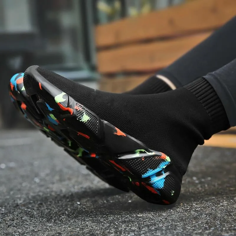 Sneakers Women Men Knit Upper Breathable Sport Shoes Sock Boots High Top Running comfortable flats