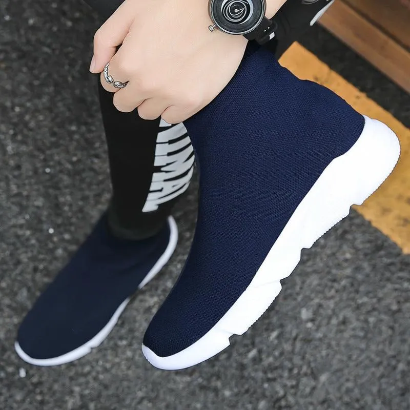 Sneakers Women Men Knit Upper Breathable Sport Shoes Sock Boots High Top Running comfortable flats