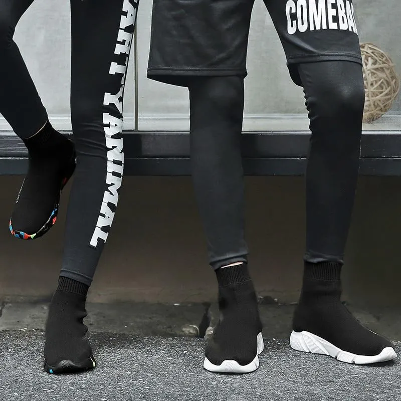 Sneakers Women Men Knit Upper Breathable Sport Shoes Sock Boots High Top Running comfortable flats