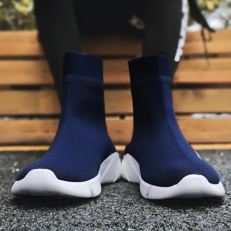 Sneakers Women Men Knit Upper Breathable Sport Shoes Sock Boots High Top Running comfortable flats