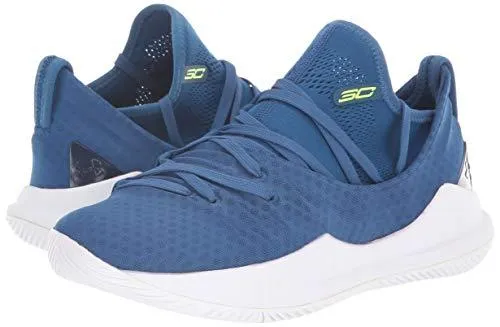 Under Armour Boys' Grade School Curry 5 Basketball Shoe, Moroccan Blue (401)/White, 7