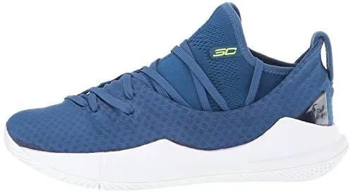 Under Armour Boys' Grade School Curry 5 Basketball Shoe, Moroccan Blue (401)/White, 7