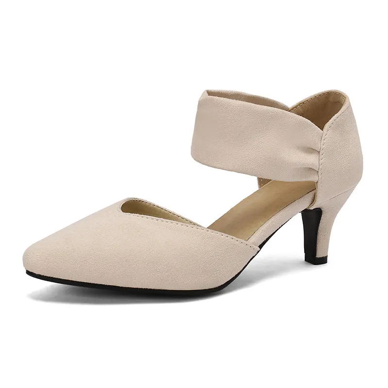 Women's Kitten Heel Suede Hollow Retro Elegant Pointed Toe Heels