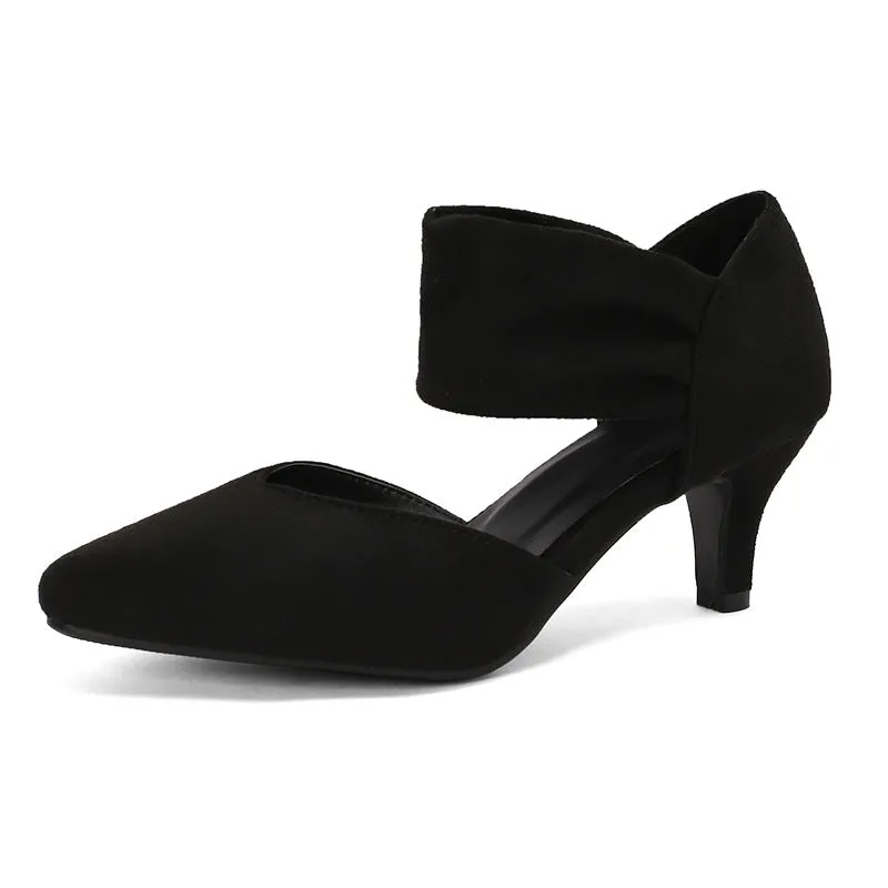 Women's Kitten Heel Suede Hollow Retro Elegant Pointed Toe Heels