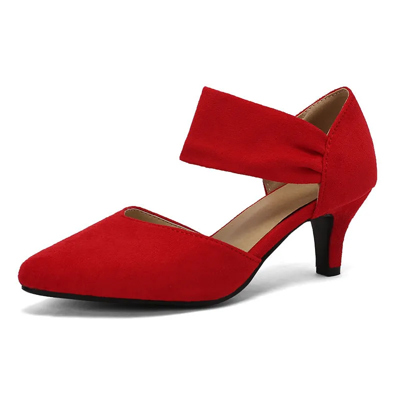 Women's Kitten Heel Suede Hollow Retro Elegant Pointed Toe Heels