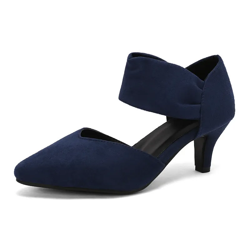 Women's Kitten Heel Suede Hollow Retro Elegant Pointed Toe Heels